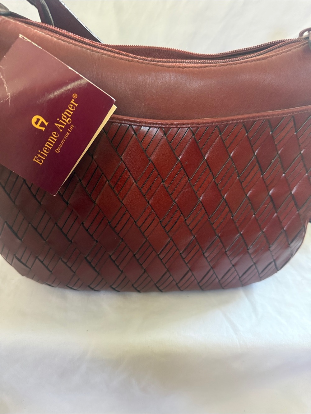 Etienne Aigner Braided Shoulder Bag in Deep Red